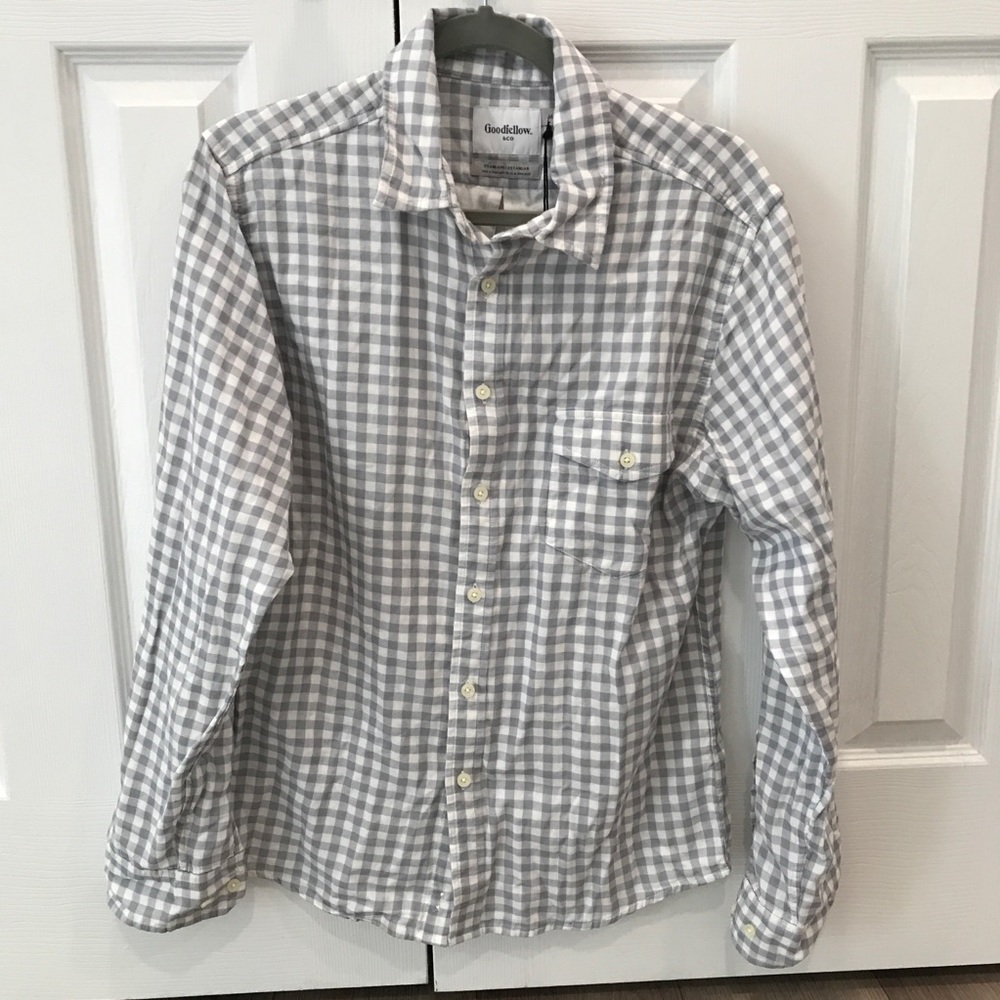 Gray & White Checked Button-Down